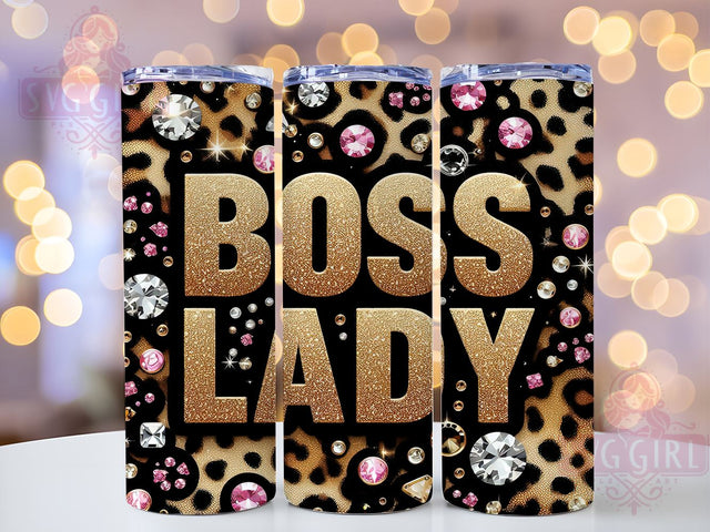 Boss Lady Leopard 20oz Tumbler Wrap, Glitter Leopard Cup, 20oz Sublimation, Feminine Drinkware, Fashionista Gift, Chic Tumbler Design, Animal Print Cup Sublimation SvggirlplusArt 