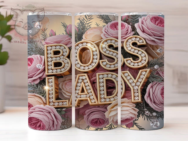 Boss Lady Luxe 20oz Tumbler, Boss Lady, Luxury Style, Chic Aesthetic, Empowered Woman, Elegant Design, Skinny Tumbler, Sublimation PNG Sublimation Lara' s Designs 