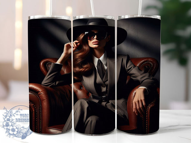 Boss Lady Mafia Glam Tumbler, Black and White Wrap, 20oz Tumbler Sublimation, Gangster Glam Design, Femme Fatale Sublimation, Powerful Woman Tumbler, Chic Mobster Style Wrap Sublimation ToriDesigns 