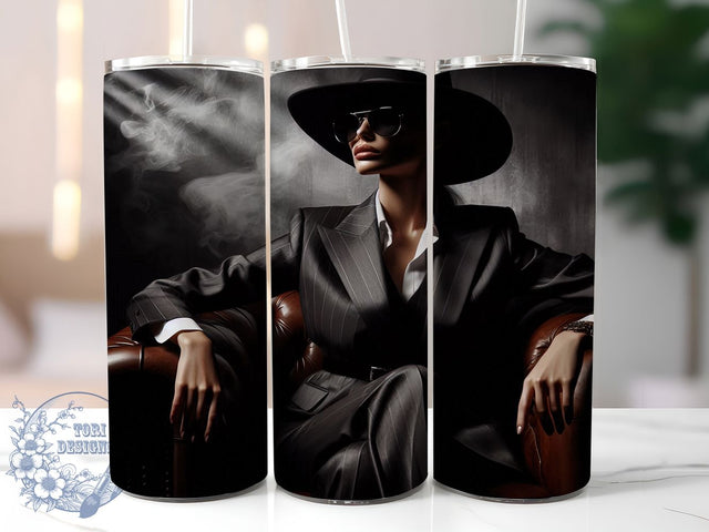 Boss Lady Mafia Glam Tumbler, Black and White Wrap, 20oz Tumbler Sublimation, Gangster Glam Design, Femme Fatale Sublimation, Powerful Woman Tumbler, Chic Mobster Style Wrap Sublimation ToriDesigns 