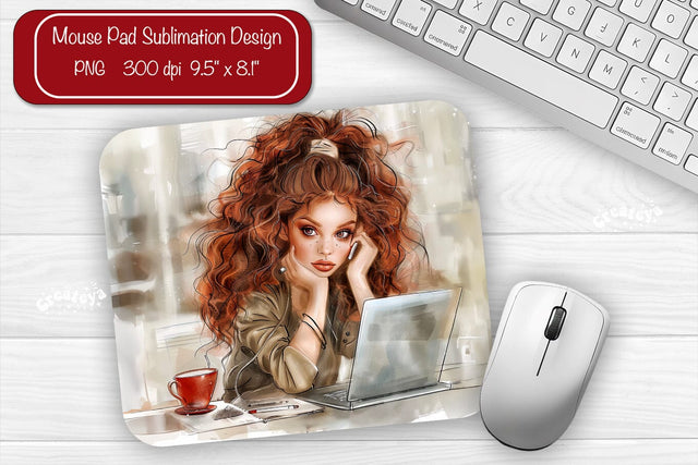 Boss Lady Mouse pad Sublimation designs Mouse pad Girl Boss Sublimation Createya Design 