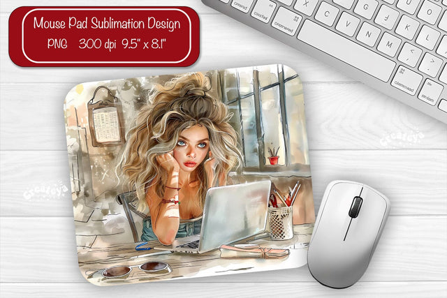 Boss Lady Mouse pad Sublimation designs Mouse pad Girl Boss Sublimation Createya Design 