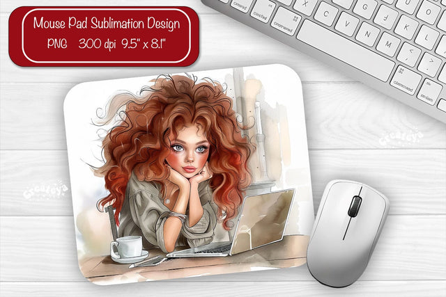 Boss Lady Mouse pad Sublimation designs Mouse pad Girl Boss Sublimation Createya Design 