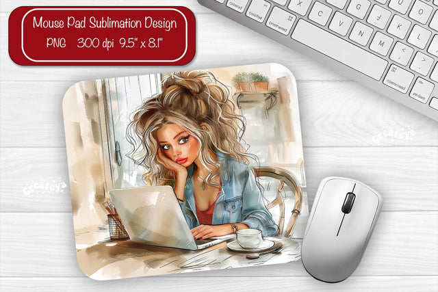 Boss Lady Mouse pad Sublimation designs Mouse pad Girl Boss Sublimation Createya Design 