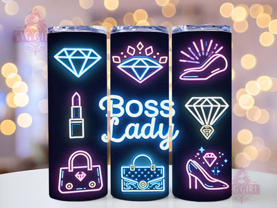 Boss Lady Neon 20oz Tumbler Wrap Sublimation Design, Straight Tapered Tumbler Wrap, Girl Boss Tumbler Png, Instant Digital Download Sublimation SvggirlplusArt 