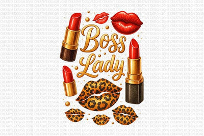 Boss Lady PNG Glam Lipstick Design SVG BillahCrafts 