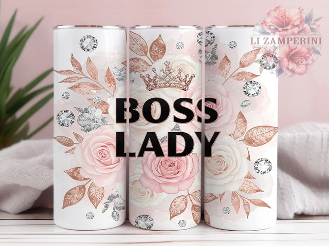 Boss Lady Tumbler Wrap, Female Business Owner Design, Floral Sublimation Art, 20oz Skinny Tumbler Wrap, Entrepreneur Gift Idea, Chic Floral Tumbler Wrap Sublimation Li Zamperini 