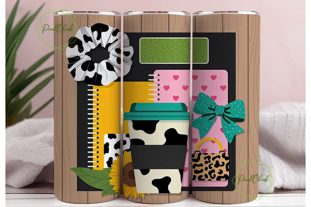 Boss Mode Cow Print 20oz Tumbler Wrap Sublimation PixelChick 