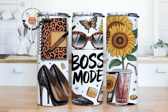 Boss Mode Sunflower Tumbler Wrap, Boss Lady 20oz Skinny Tumbler Sublimation Design Boss Girl Tumbler Wrap PNG, Boss Tumbler Sublimation Sublimation Rabbitmakies 