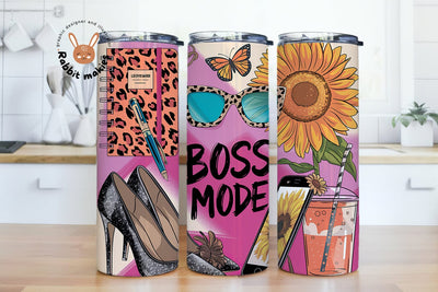 Boss Mode Sunflower Tumbler Wrap, Boss Lady 20oz Skinny Tumbler Sublimation Design Boss Girl Tumbler Wrap PNG, Boss Tumbler Sublimation Sublimation Rabbitmakies 