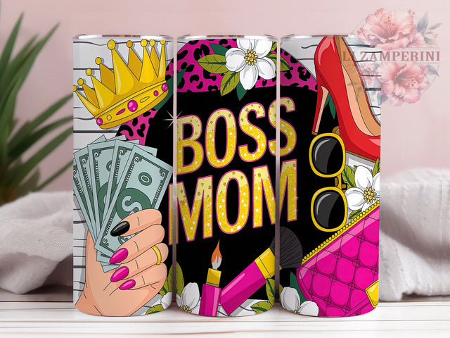 Boss Mom Pink Leopard Glitter Tumbler, Pink Leopard Tumbler, Glitter Tumbler Wrap, 20oz Sublimation Wrap, Mompreneur Gift, Stylish Mom Cup, Trendy Tumbler Design Sublimation Li Zamperini 