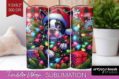 Boston Terrier Funny Christmas Dog Tumbler Wrap Sublimation OrangeBrushStudio 
