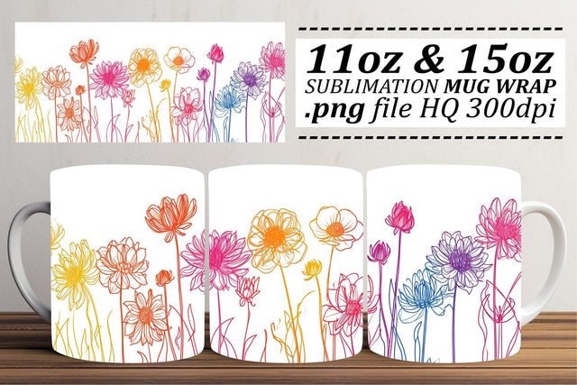 Botanical Beauty Floral Mug Sublimation Design Sublimation afrosvg 