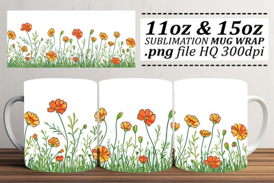 Botanical Beauty Floral Mug Sublimation Design Sublimation afrosvg 