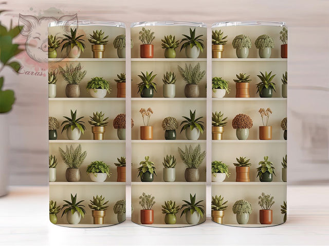 Botanical Bliss Plant Lover Tumbler Wrap, Garden Pattern Design, Botanical Print Art, Indoor Plant Wrap, Plant Mom Gift, Succulent Pattern Design, Green Thumb Decor Sublimation Lara' s Designs 