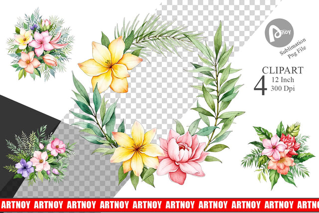 Botanical Bloom Clipart Sublimation artnoy 
