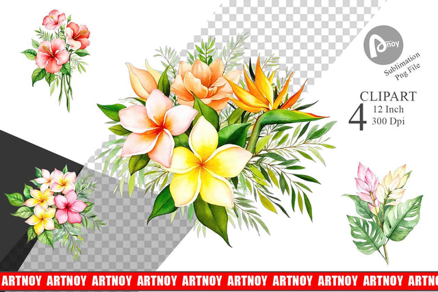 Botanical Bloom Clipart Sublimation artnoy 