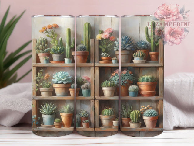 Botanical Cactus Succulent Plant Lover Tumbler Wrap, Plant Lover Tumbler, Succulent Tumbler Design, 20oz Plant Wrap, Botanical Sublimation Design, Greenery Tumbler Wrap Sublimation Li Zamperini 