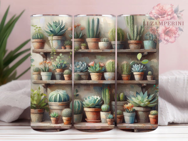 Botanical Cactus Succulent Plant Lover Tumbler Wrap, Plant Lover Tumbler, Succulent Tumbler Design, 20oz Plant Wrap, Botanical Sublimation Design, Greenery Tumbler Wrap Sublimation Li Zamperini 
