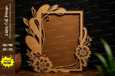 Botanical Corner Frame Laser Cut Svg Design SVG Regulrcrative 