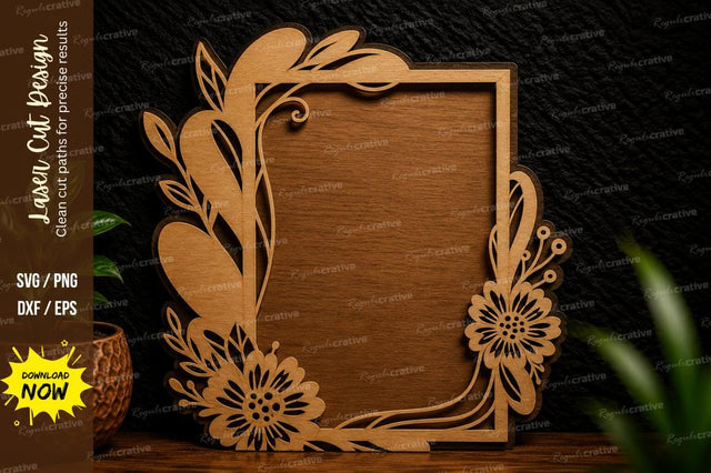 Botanical Corner Frame Laser Cut Svg Design SVG Regulrcrative 