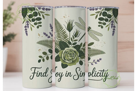Botanical Dragonfly 20oz Tumbler Wrap Sublimation PixelChick 