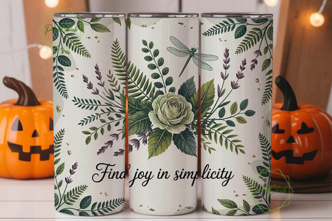 Botanical Dragonfly 20oz Tumbler Wrap Sublimation PixelChick 