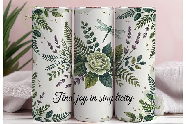 Botanical Dragonfly 20oz Tumbler Wrap Sublimation PixelChick 