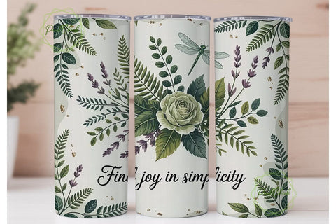 Botanical Dragonfly 20oz Tumbler Wrap Sublimation PixelChick 
