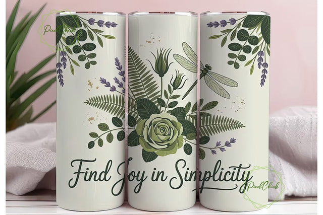 Botanical Dragonfly 20oz Tumbler Wrap Sublimation PixelChick 
