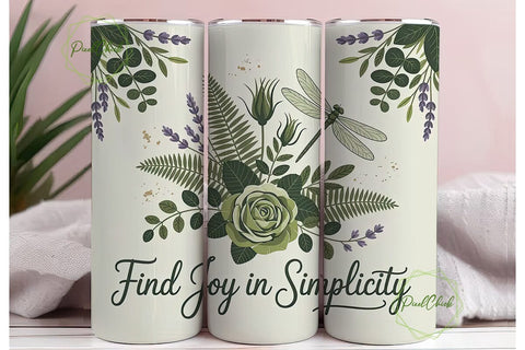 Botanical Dragonfly 20oz Tumbler Wrap Sublimation PixelChick 