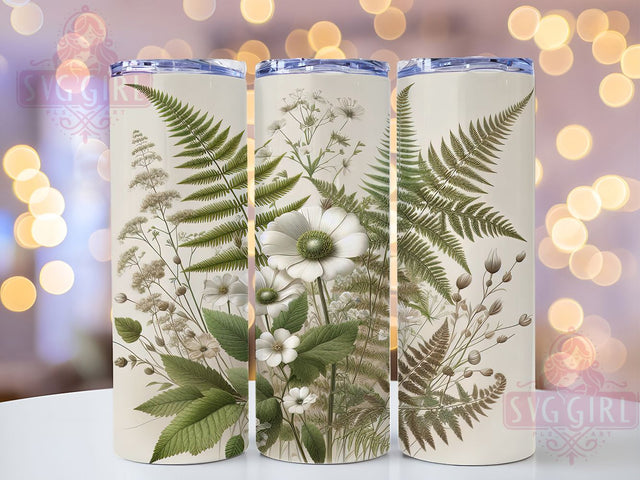 Botanical Fern Wildflower 20oz Tumbler, Botanical Tumbler, Fern Illustration, Wildflower Design, Sublimation Wrap, 20oz Tumbler, Nature Art, Floral Gift Sublimation SvggirlplusArt 