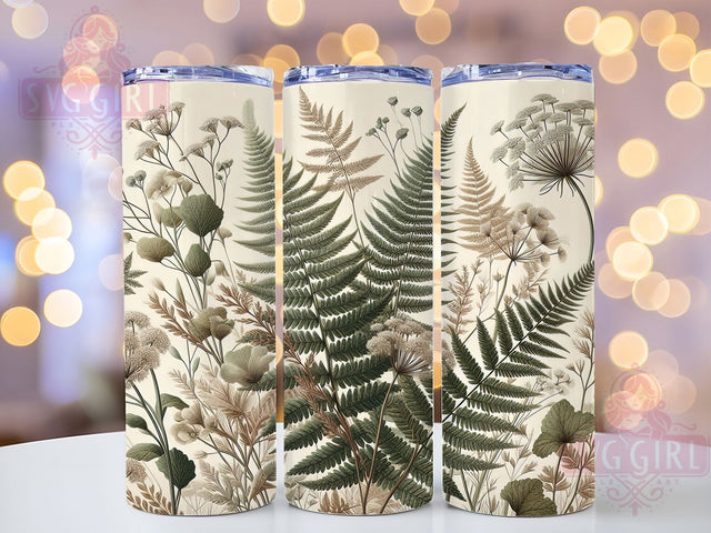 Botanical Fern Wildflower 20oz Tumbler, Botanical Tumbler, Fern Illustration, Wildflower Design, Sublimation Wrap, 20oz Tumbler, Nature Art, Floral Gift Sublimation SvggirlplusArt 