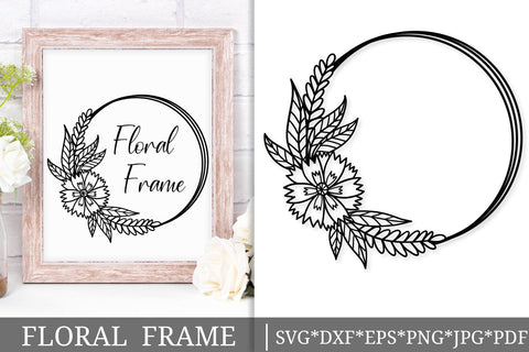 Botanical Floral Circle Frame SVG | Rustic Flower Wreath Cut File for Cricut & Silhouette SVG Tafti Art 