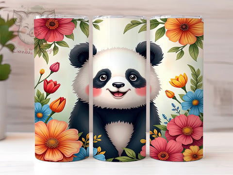 Botanical Floral Cute Panda Tumbler Wrap, Floral Panda Tumbler, Cute Panda Design, 20oz Tumbler Wrap, Panda Sublimation Design, Botanical Tumbler Art, Animal Lover Gift Sublimation Lara' s Designs 