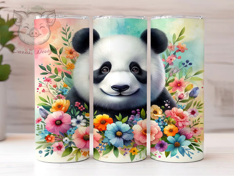 Botanical Floral Cute Panda Tumbler Wrap, Floral Panda Tumbler, Cute Panda Design, 20oz Tumbler Wrap, Panda Sublimation Design, Botanical Tumbler Art, Animal Lover Gift Sublimation Lara' s Designs 