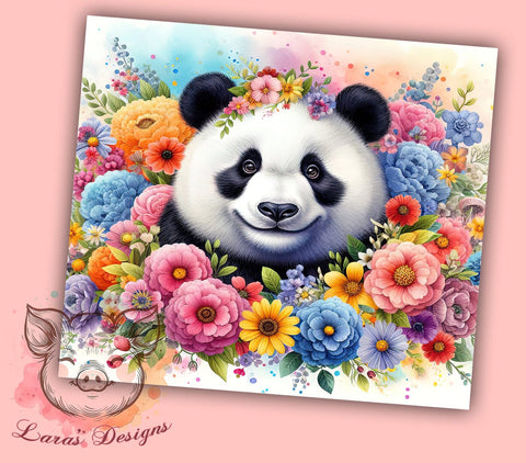 Botanical Floral Cute Panda Tumbler Wrap, Floral Panda Tumbler, Cute Panda Design, 20oz Tumbler Wrap, Panda Sublimation Design, Botanical Tumbler Art, Animal Lover Gift Sublimation Lara' s Designs 