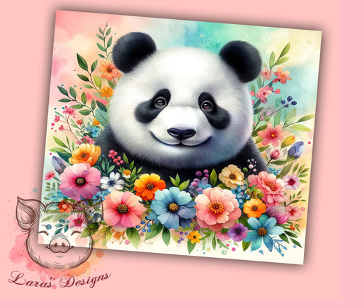 Botanical Floral Cute Panda Tumbler Wrap, Floral Panda Tumbler, Cute Panda Design, 20oz Tumbler Wrap, Panda Sublimation Design, Botanical Tumbler Art, Animal Lover Gift Sublimation Lara' s Designs 