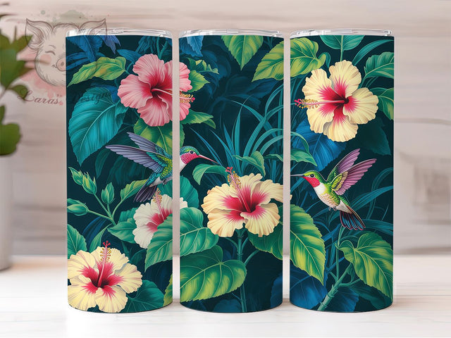 Botanical Floral Hummingbird Tumbler, Floral Pattern, Botanical Design, Nature Inspired, Colorful Bird Artwork, Tumbler Wrap, Sublimation Design, 20oz Tumbler, Garden Theme Sublimation Lara' s Designs 
