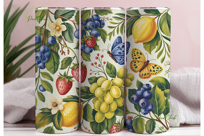 Botanical Fruit Butterfly 20oz Tumbler Sublimation PixelChick 