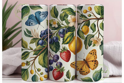Botanical Fruit Butterfly 20oz Tumbler Sublimation PixelChick 