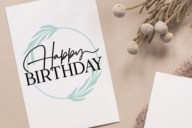 Botanical Happy Birthday Art SVG RFCreative 