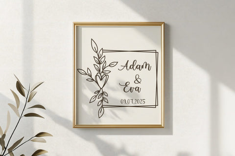 Botanical Heart Square Frame SVG | Floral Monogram Border Cut File SVG Tafti Art 