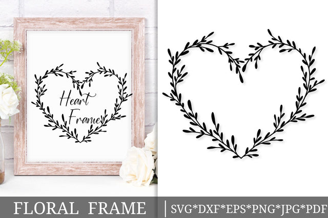 Botanical Heart Wreath SVG | Romantic Leaf Frame Cut File for Cricut & Silhouette SVG Tafti Art 