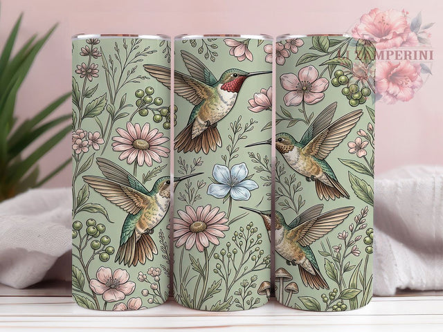 Botanical Hummingbird 20oz Tumbler, Botanical Hummingbird, Hummingbird Tumbler, Botanical Tumbler, 20oz Tumbler, Floral Hummingbird, Bird Tumbler, Tumbler Wrap Sublimation Li Zamperini 