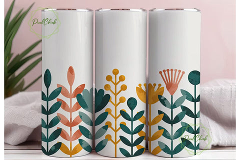 Botanical Minimalist Tumbler Wrap PNG Sublimation PixelChick 