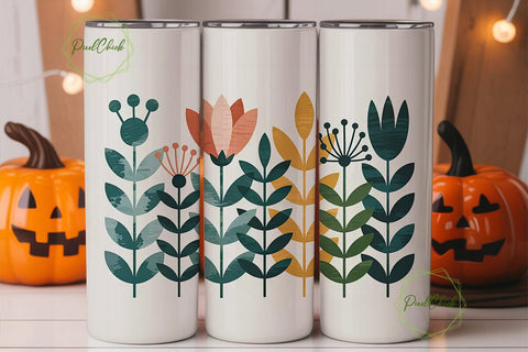 Botanical Minimalist Tumbler Wrap PNG Sublimation PixelChick 