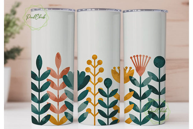 Botanical Minimalist Tumbler Wrap PNG Sublimation PixelChick 