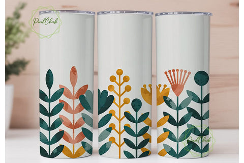Botanical Minimalist Tumbler Wrap PNG Sublimation PixelChick 