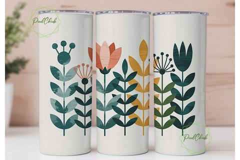 Botanical Minimalist Tumbler Wrap PNG Sublimation PixelChick 